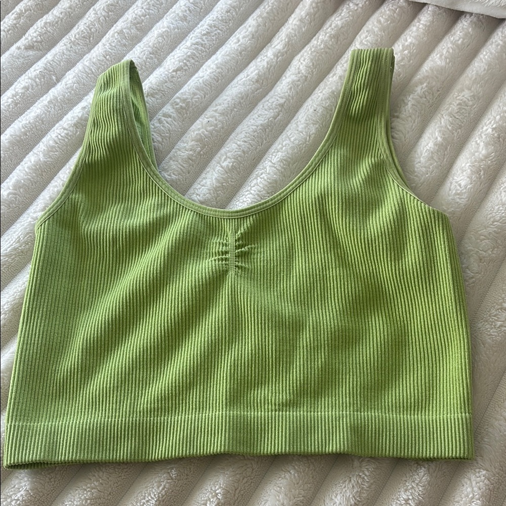 PacSun Green Ribbed Ruched Tank Top